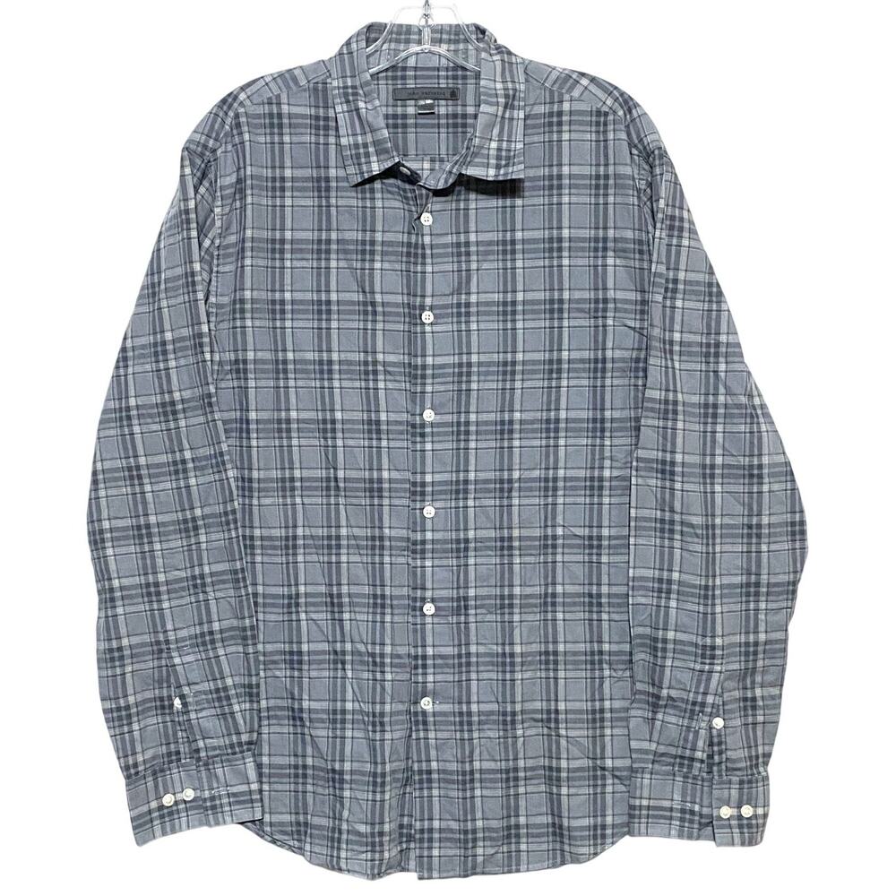 John Varvatos Plaid Button Shirt Mens L Preppy Career Casual Professional Office